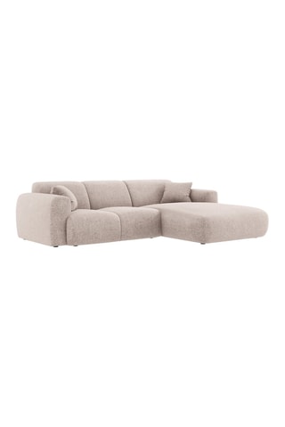 Canapé d’angle Nolio - Beige chiné - 4 places - Toucher velours