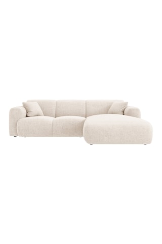 Canapé d’angle Nolio - Beige chiné - 4 places - Toucher velours
