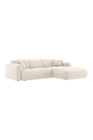 Canapé d’angle Nolio - Beige chiné - 4 places - Toucher velours
