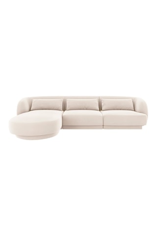 Canapé d'angle gauche Tulum - Beige clair - 4 places - Tissu velours