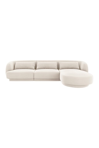 Canapé d'angle droit Tulum - Beige clair - 4 places - Tissu velours