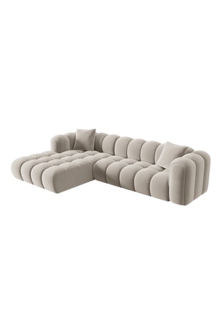 Canapé d'angle gauche Astro - Beige - 4 places - En tissu velours