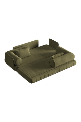 Canapé convertible Kemi - Vert - 3 places - En tissu velours