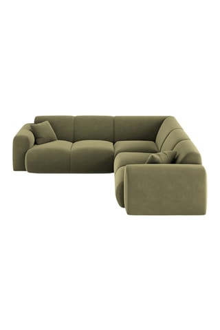 Canapé d’angle symétrique Nolio - Vert clair - 5 places - En tissu velours