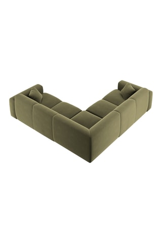 Canapé d’angle symétrique Nolio - Vert clair - 5 places - En tissu velours