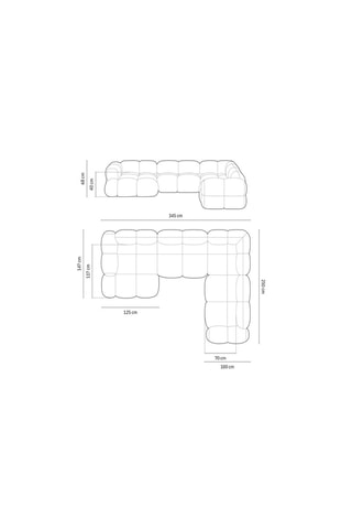 Canapé d'angle droit panoramique Loretto - Beige clair - 5 places - Toucher velours