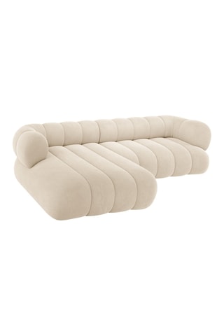 Canapé d’angle gauche Koge - Beige clair - 5 places - En tissu velours