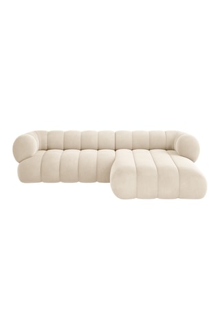 Canapé d’angle droit Koge - Beige clair - 5 places - En tissu velours