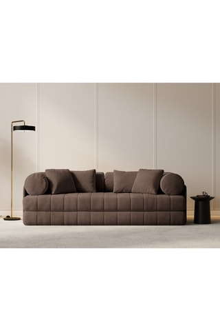 Canapé convertible Kemi - Marron - 3 places - En tissu velours