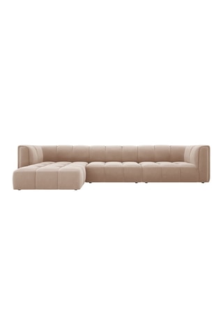 Canapé modulable Adams - Beige - 5 places - Tissu toucher velours