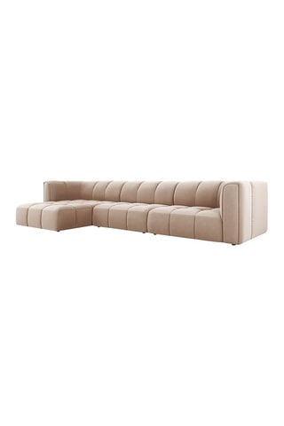 Canapé modulable Adams - Beige - 5 places - Tissu toucher velours