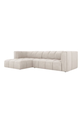 Canapé d'angle gauche modulaire Adams - Beige - 3 places - Tissu chenille
