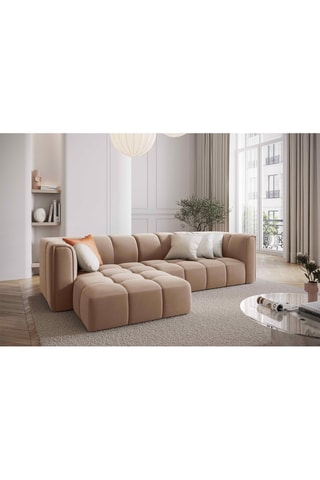 Canapé modulable Adams - Beige - 3 places - Tissu toucher velours