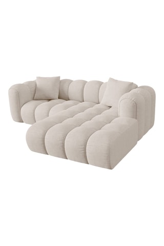Canapé d'angle droit Astro - Beige - 3 places - En tissu texturé et tissu chenille moly