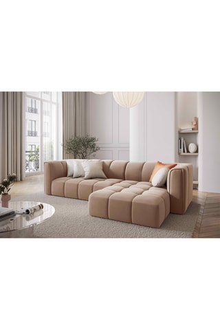 Canapé modulable Adams - Beige3 places - Tissu toucher velours