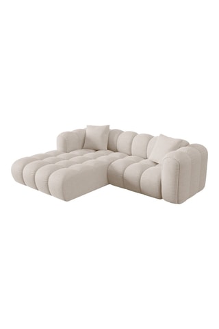 Canapé d'angle gauche Astro - Beige - 3 places - En tissu velours