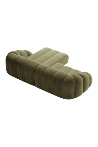 Canapé d’angle droit Lyna - Vert - 4 places - En tissu velours
