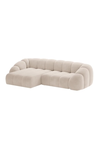 Canapé d'angle gauche Lyna - Beige - 4 places - En tissu velours