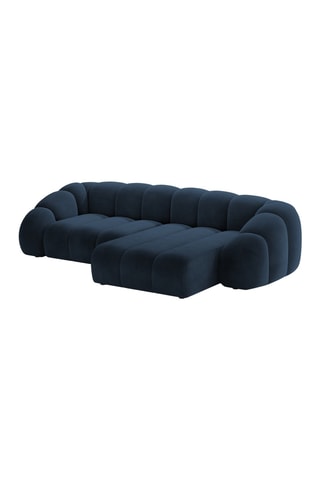 Canapé d’angle droit Lyna - Bleu roi - 4 places - En velours