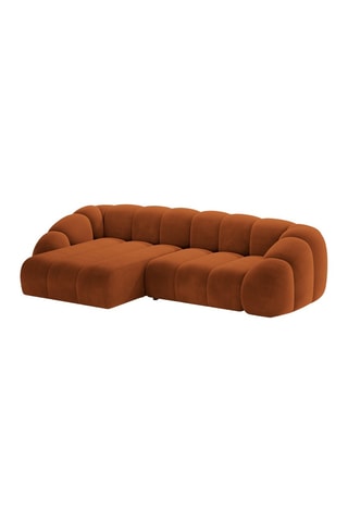Canapé d'angle gauche Lyna - Rouge brique - 4 places - En tissu velours