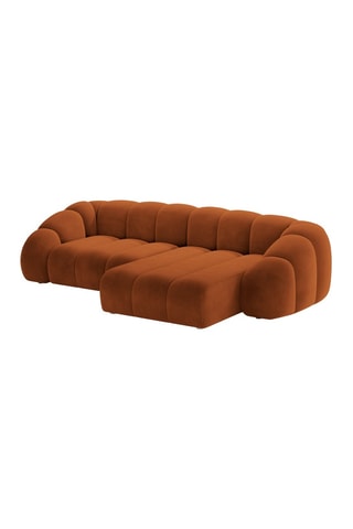 Canapé d’angle droit Lyna - Rouge brique - 4 places - En velours