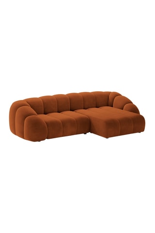 Canapé d’angle droit Lyna - Rouge brique - 4 places - En velours