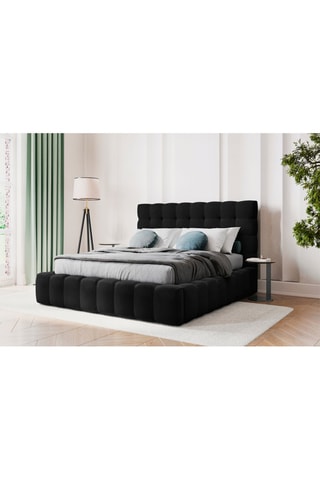 Lit-coffre Bali - Noir - Toucher velours