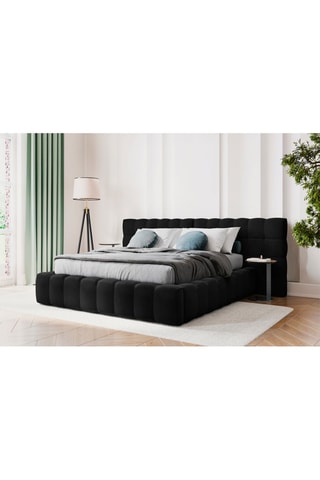 Lit-coffre Bali - Noir - Toucher velours