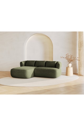 Canapé d'angle gauche Estro - Vert kaki - 3 places - En tissu chenille