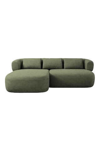 Canapé d'angle gauche Estro - Vert kaki - 3 places - En tissu chenille