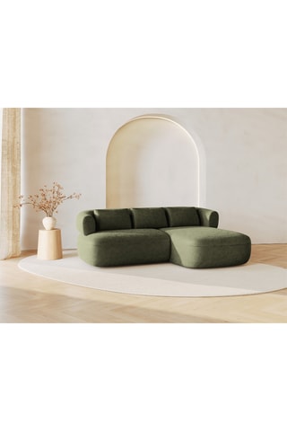Canapé d'angle droit Estro - Vert kaki - 3 places - En tissu chenille