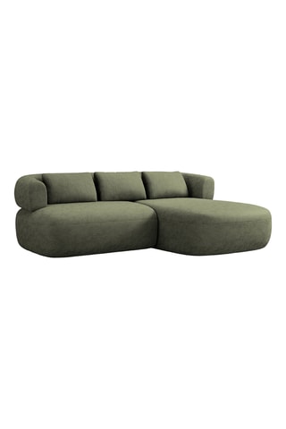 Canapé d'angle droit Estro - Vert kaki - 3 places - En tissu chenille
