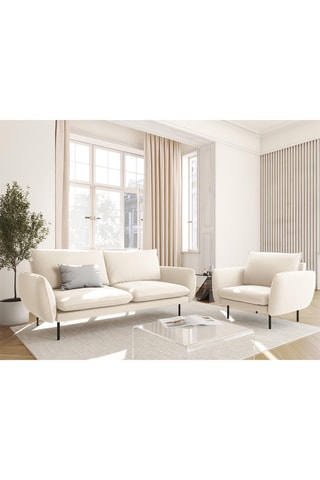 Canapé Vienna - Beige - 2 places - En tissu velours
