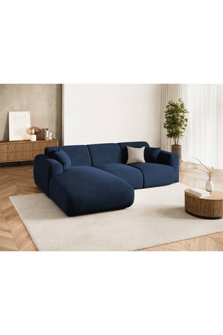 Canapé d'angle gauche Nolio - Bleu roi - 4 places - En tissu velours