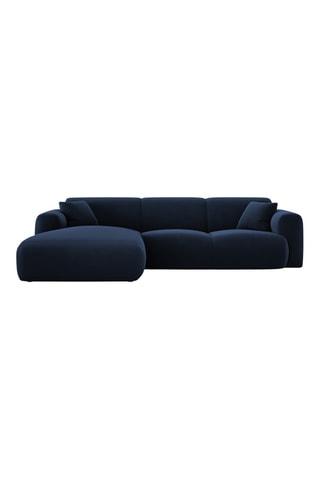 Canapé d'angle gauche Nolio - Bleu roi - 4 places - En tissu velours