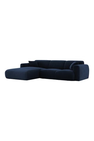 Canapé d'angle gauche Nolio - Bleu roi - 4 places - En tissu velours