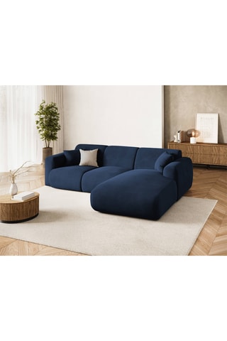 Canapé d"angle droit Nolio - Bleu roi - 4 places - En tissu velours
