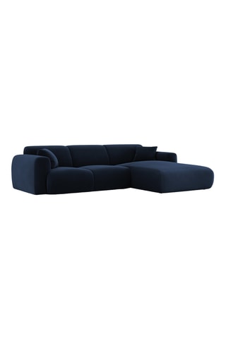 Canapé d"angle droit Nolio - Bleu roi - 4 places - En tissu velours