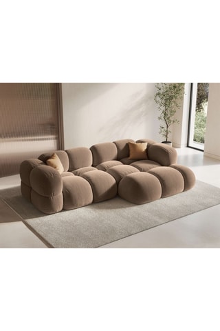 Canapé d'angle droit Loretto - Beige foncé - 3 places - En tissu velours