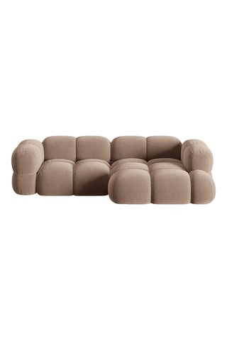 Canapé d'angle droit Loretto - Beige foncé - 3 places - En tissu velours