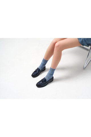 Mocassins vernis en cuir Regular - Bleu marine