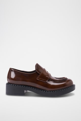 Mocassins à talons vernis en cuir Regular - Marron