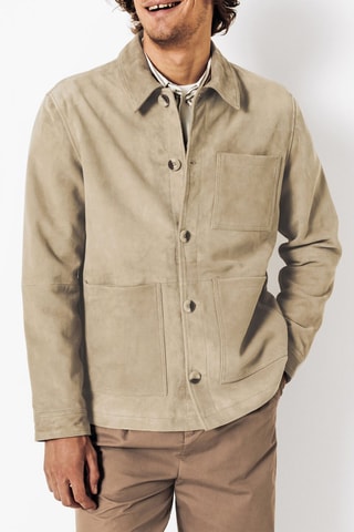 Veste en cuir de chèvre nubuck - Beige