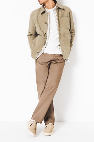 Veste en cuir de chèvre nubuck - Beige