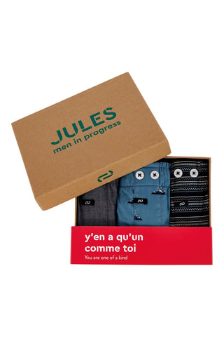 Coffret cadeau 3 caleçons - Gris et bleu