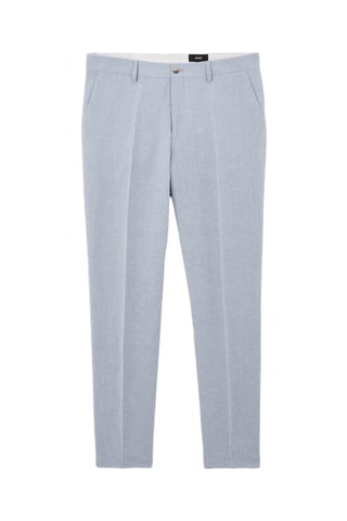 Pantalon de costume slim en lin - Bleu clair