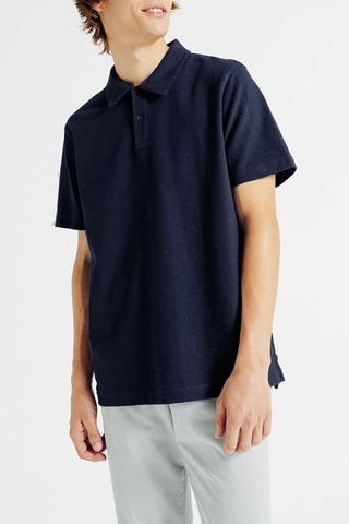 Polo regular en coton biologique - Bleu foncé