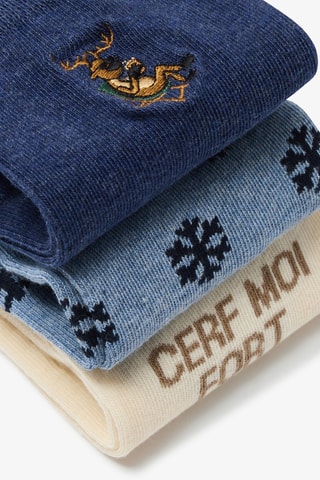 3 paires de chaussettes en coton biologique - Bleu marine et ciel