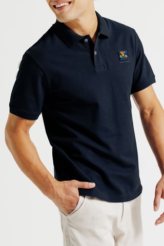 Polo regular en coton biologique - Bleu foncé