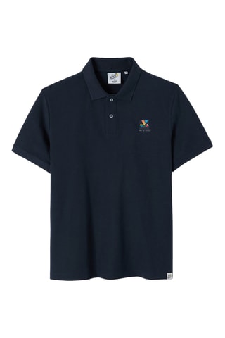 Polo regular en coton biologique - Bleu foncé